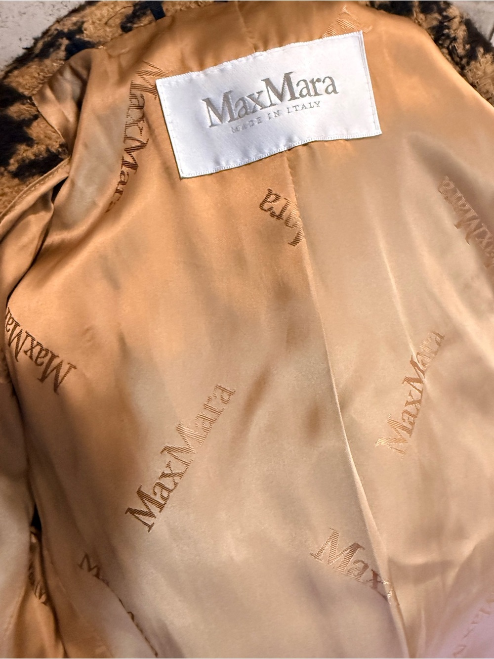 Max Mara Made Italy Houndstooth Belted Wrap Coat Leather Trim Size 8 - Picture 6 of 14